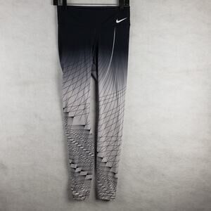 Nike Women's M Dri Fit Legendary Print Compressive Leggings Black Ombre Workout